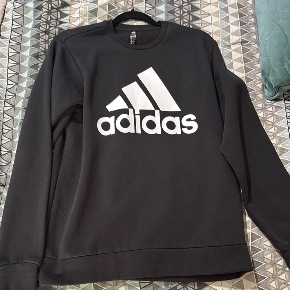 Adidas Black and White Crewneck Sweater